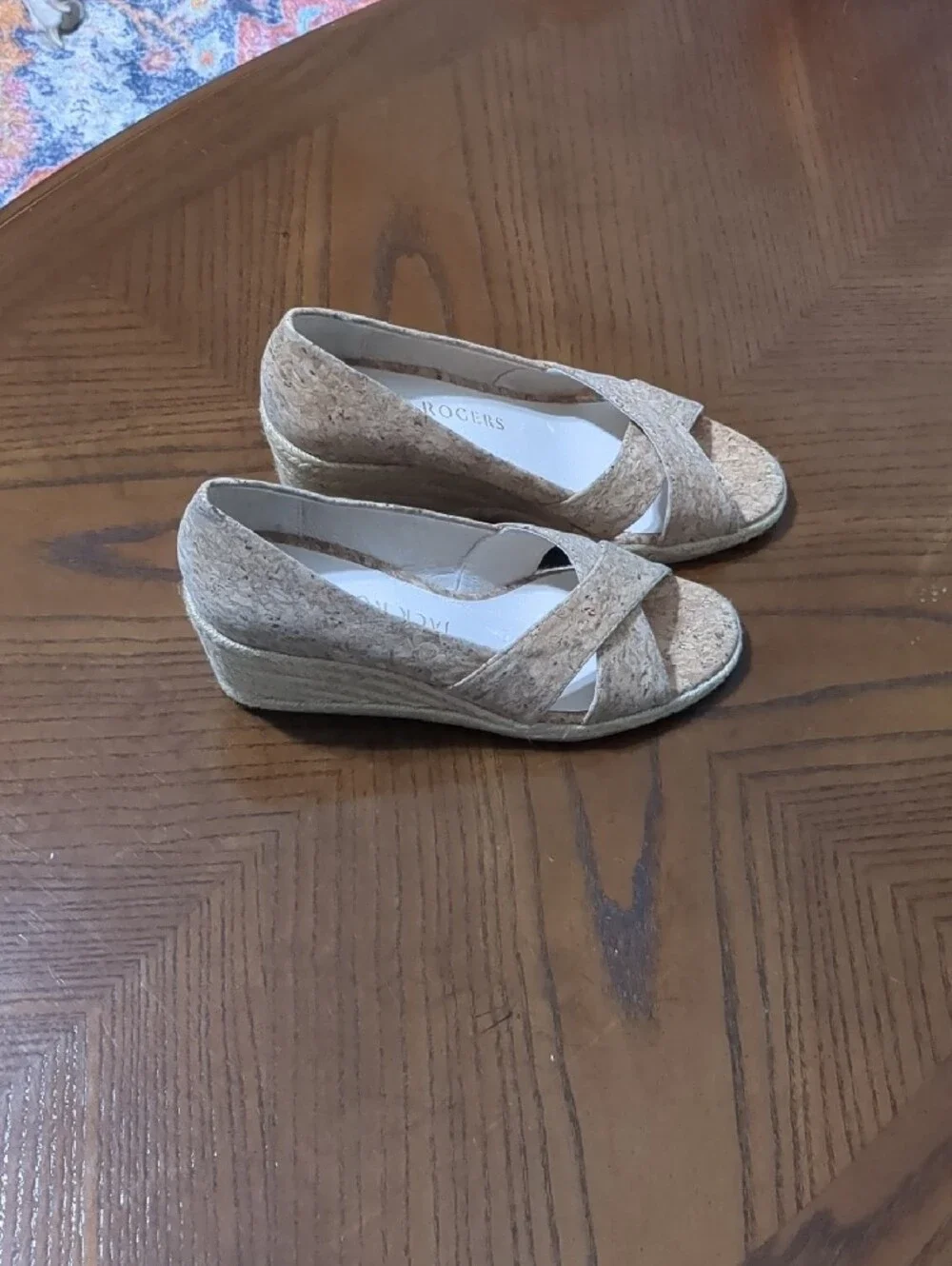Jack Rogers Cork Crisscross Wedge Sandals - Natural